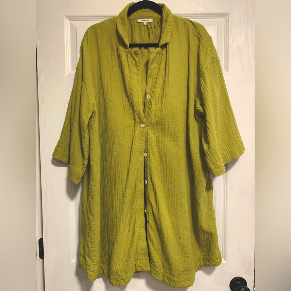 Madewell Crinkle Cotton Short Sleeve Duster Swimsuit Cover